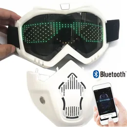 Maski imprezowe Odłączane aplikacja Bluetooth Maska LED Magic Flash Carnival Matrix Matrix Wyświetlacz Programowalny tekst animacja Lekkie okulary 220826