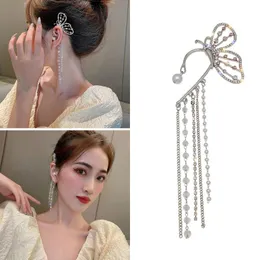 Chandeleiro de lustre elegante clipe de borboleta em brincos para mulheres femininas espumante sharlling short tassel bote de manguito embrulhador Earringdangle