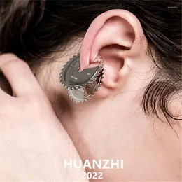 Clip-on & Screw Back Punk Metal Gear Earrings Heavy Rock Geometric Hollow Ear Clip For Women Men Party Unique Jewelry HUANZHI 2022Clip-on Fa