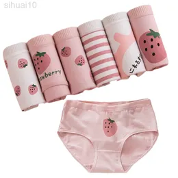 6Pcs Women Briefs Soft Cotton Women Lingerie Seamless Female Briefs Breathable Intimates Cute Cat Print Young Girls Underwear L220801