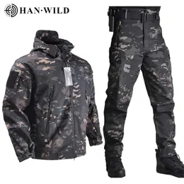 Herren Jacken HAN WILD Armee Jacken Hosen Soft Shell Kleidung Taktische Anzüge Wasserdichte Jacke Männer Flug Pilot Set Militärische Feld kleidung 220826