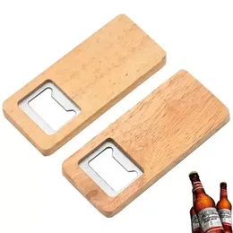 Wood Beer Bottle Opener Wooden Handle Corkscrew Stainless Steel Square Openers Bar Kitchen Accessories FY3759