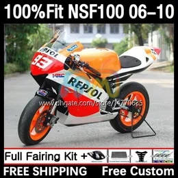 Fiberglasinjektion mögel kroppar för Honda NSF-100 NSF 100 karosseri 10dh.74 NSF100 06 07 08 09 10 NS-F100 2006 2007 2008 2009 2010 Glass Fiber Fairing Repsol Red