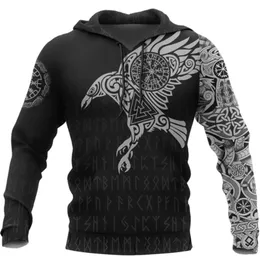 Viking The Raven of Tattoo 3D Printed Men Hoodies Retro Harajuku Fashion Hooded Sweatshirt Autumn Hoody Casual streetwear hoodie 220813