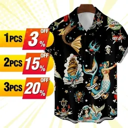 camicie da uomo Summer Floral Elements Stampa digitale 3D Trend Camicia da uomo a maniche corte allentata Top 6xl Large Size 220401