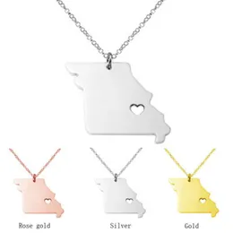 Pendant Necklaces State Map Necklace Stainless Steel Missouri European And American Fashion PendantsPendant