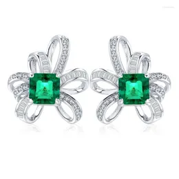Stud Zhanhao Styles Fashion Jewelry 4.0ct/2pcs Lab Grown Emerald Rhodium Plated S925 Silver Green Gemstone EarringsStudStudStudStudStud Kirs