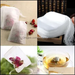 100Pcs/Pack Teabags 5.5 X 7Cm Empty Scented Tea Bags With String Heal Seal Filter Paper For Herb Loose Eea137 Drop Delivery 2021 Coffee To