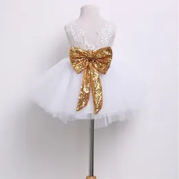 6M-10Y Toddler Baby Kid Girls Dress Princess Lace Bow Sequins Wedding Party es Christening 1st Birthday 220426