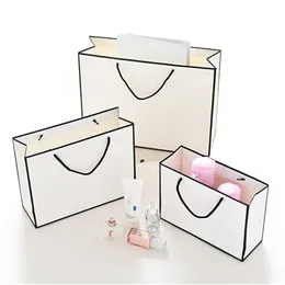 10pcslot large white kraft paper packaging baggarment gift paper bag with handlessmall black paper shopping bag T200115