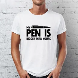 T-shirty męskie Trydidge 50919#Cool Unisex T Shirt Swag Mój długopis jest większy niż twój męski tshirt moda moda o szyi krótkie topy z krótkim rękawem