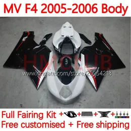 Bodys Kit för MV Agusta F4 R312 750S 750 1000 R CC S 1000CC 05-06 BOODYWORK 154NO.6 312 1078 S 1+1 312R 750R 1000R COWLING 2005 2006 MA MV F4 05 06 OEM FAIRINGS BLK VIT