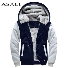 Asali Bomber Jacka Män Brand Vinter Tjock Varm Fleece Zipper Coat för Mens Sportkläder Tracksuit Male European Hoodies 220325