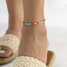 Boho Blue Seed Beads Anklet Bracelet for Women Girls 2022 Fashion Summer Beach Handmade Chain Barefoot Foot Foot Acced