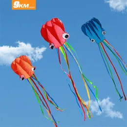 9Km Dwlife Software Octopus Kite ao ar livre parque de praia única pipa com cauda longa colorida para crianças fáceis de voar 4m 157inch 220602