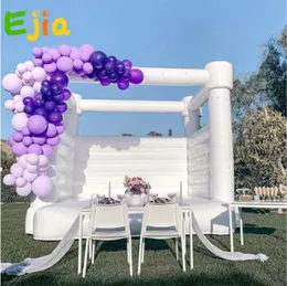 14.7x14.7ft White Bounce House Comercial Grade Comercial PVC Castelo inflável de casamento /cama de salto /segurança com soprador de ar para atividades de festa e eventos