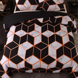 Conjuntos de cama conjuntos geométricos de impressão 3D Textura de mármore de microfibra 2/3pcs Pounhores de fronhas conjunto para gêmea rei full home