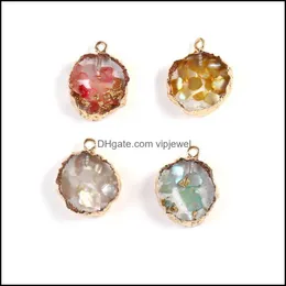 Charms Jewelry Findings Components New Arrival Gold Irregarity Pendent Resin Crystal Shell Paper Fashion Womens Ac Dhsin