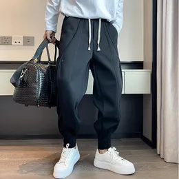 Herrbyxor gotisk stil svarta män utomhus reser casual trepants office minimalist dagliga breda benbyxor jogger kläd