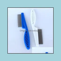 Cat Dog Beauty Tools Metall Nit Head Hair Pet Lice Comb Fint Toanded Lea Flyrhandtag Rh0741 Drop Leverans 2021 Grooming Supplies Home Gard