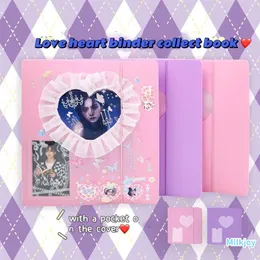 Anteckningar Milkjoy Hollow Out Heart Binder Pocards Stickers Samla bok 4 Ring 3Inch Card Holder Storage Två sidor Bagnotepads