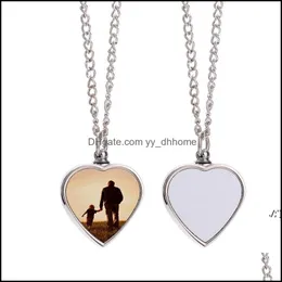 Pendants Arts Crafts Gifts Home Garden Sublimation Pendant Thermal Transfer Printing Necklace Urn Memorial Necklaces White Diy Lovers Hea