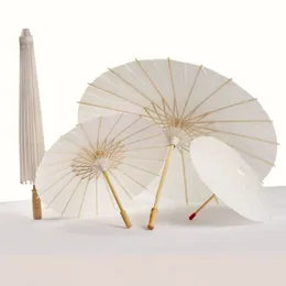 Bröllopsbrud Parasoler Vitt papper Paraply Trähandtaget Japanska kinesiska hantverksparaply 20 cm 30 cm 40 cm 60 cm diameter Bröllopsparaplyer Dh8383