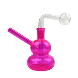 Hookah Shisha Set Smoking Pipes Recycler Glass Bong Dab Rig Water Bubbler Pipe Small 8 Colors Gourd Percolater Bongs with 14mm Clear Oil Bowl Smoking Accessories