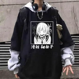 Anime My Hero Academia Drukowane z kapturem Unisex Funny Długi rękaw Himiko Toga Oversize Hip Hop Bluza