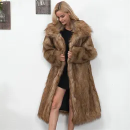 Faux Fur Coat Long Thicken Slim Warm Hairy Jacket Fashion Warm Outerwear Artificial Collar Fur Coat Winter Women Plus Size 3XL T191031