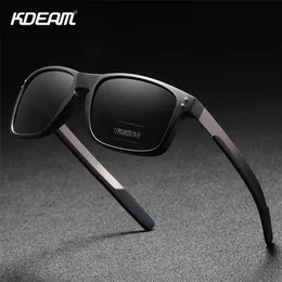 KDEAM RECTANGULAR POLARISERA SUNGLASSER Män utomhus Körande solglasögon MAN TR90 Flexibel ram Mix Rostfritt stål Temple 220531