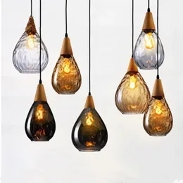 Pendant Lamps Modern Glass Lights Water Drop Lampshade Lamp LED Hanging Kitchen Loft Decor Bar Dining Room Light FixturesPendant