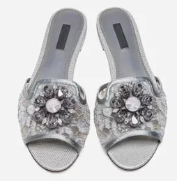 Bing Flat pontilhado Pontos de sandália chinelos de cristal embelezados mulas brancas de couro preto de patente Brancas de luxo femininas designers de luxo feminino