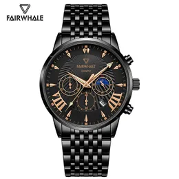 Orologi da polso MARK FAIRWHALE Elegante orologio da uomo sportivo Multifunzione Orologi al quarzo freddi Cinturino in acciaio inossidabile massiccio con fasi lunari di lusso Calenda