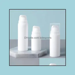 5Ml/10Ml/15Ml White Plastic Empty Airless Pump Bottles Wholesale Vacuum Pressure Lotion Bottle Cosmetic Container Drop Delivery 2021 Packing