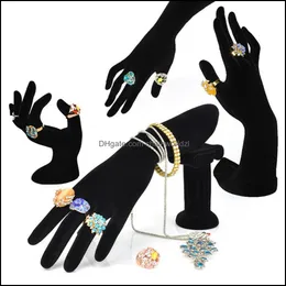 Mannequin Schmuck Verpackung Display Hand geformt Ring Ständer Armband Halter Armreif Rack Ringe Regal schwarz Veet weiblich Drop Lieferung 2021 Xa