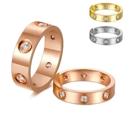 Fedi nuziali Alla moda in acciaio inossidabile oro rosa argento colore anello d'amore per donne uomini coppia gioielli in cristallo CZ regalo di nozzeNozze