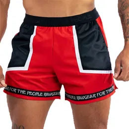 Summeroutdoor Muscle Fitness Sports Pants Fashion Splicing Casual Mens Elastic Bodybuilding Plussize Shorts 220615