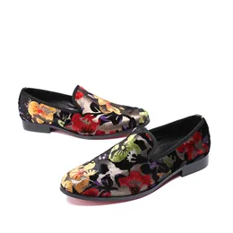 New Floral Suede Leather Male Large Size Casual Flat Shoes Fashion Summer Slippers Nightclub Party Men Loafers