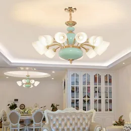 Pendant Lamps Light Modern Ceramic American Gold Lights Fixture Hanging Lamp El Hall Lobby Home Indoor LightingPendant