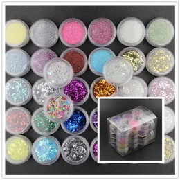 34 PCSSet Art Glitter Sequins Set Manicure Manicure Diy Nail Art Decoración de lentejuelas de brillo 220524