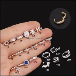 Stud Earrings Jewelry Fashion Classic Design Cz Hoop Flower Cross Cartilage Helix Tragus Daith Conch Rook Snug Lobe Earr Dh6Cd
