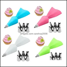 Baking Pastry Tools Bakeware Kitchen Dining Bar Home Garden 8Pcs/Set Bag Tips Kitchen Cake Icing Pi C Dhs7Z