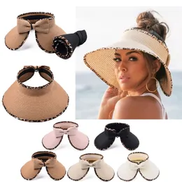 Women's Beach Sun Visor Hat for Women Summer Shade Hats Girl Straw Wide Brim Cap Lady UV Protection Visors Woman Caps Fashion Sunhat Sunhats