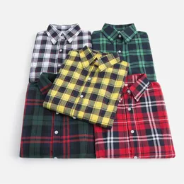 Jesień Marka Kobiety Bluzki Z Długim Rękawem Bawełniana Flanel Kratki Koszulki Kobiety Casual Plus Size Koszula Blusas Feminina 28Color 220407