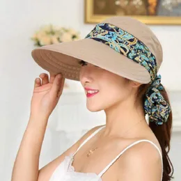 Chapeaux à large bord été Paisley écharpe visière casquettes couverture visage Anti-uv pliable soleil femmes Protection extérieure cyclisme plage HatWide