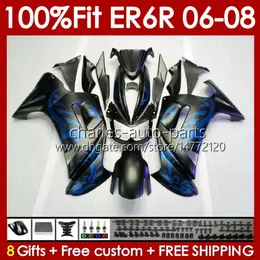 Kawasaki Ninja 650R ER6 650 R ER 6 F 06-08ボディワーク139NO.12 650-R ER 6F 650R-ER6F ER-6F 2006 2007 2008 ER6F 06 07 08噴射型型フェアリングマットブルーブラックブラックブラックブラック