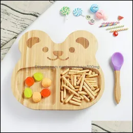 Other Dinnerware Kitchen Dining Bar Home Garden Bamboo Bear Dinner Plate Creative Cartoon Bowl Household Sile Tableware Childrens Wholesa