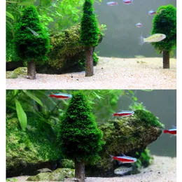 Simuleringsträd växt odlar akvarium fiskbehållare vattenskala gräs mossa design form landskap dekor dekoration leveranser