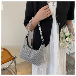 Sacs de soirée Tendance Texture Strass Sac Femme Personnalité Diamant Incrusté Chaîne Casual À Main Une Épaule Petit SquareEvening